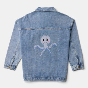 Tintenfisch unter dem Meer Kinder Muster Jeansjacke