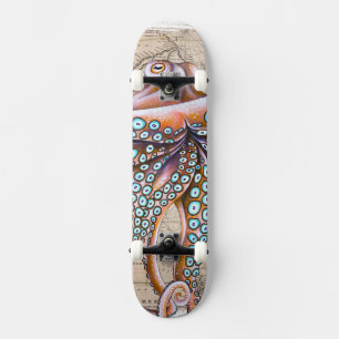 Tintenfisch Vintage Karte Kraken Nautical Skateboard