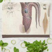 Tintenfisch, Vintage Meerestiere Geschirrtuch (Gefaltet)