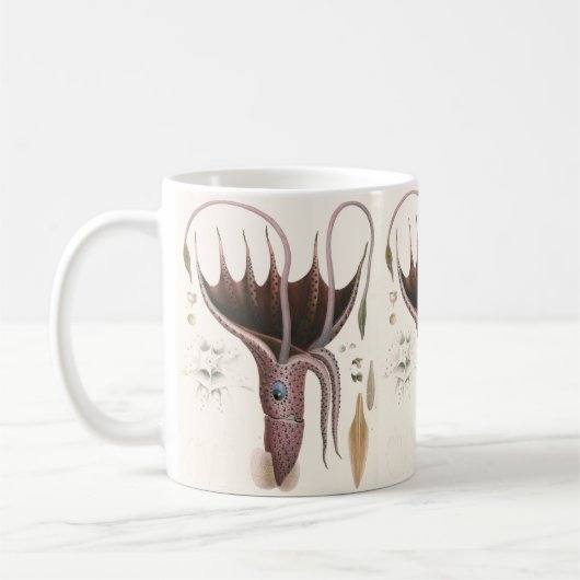 Tintenfisch, Vintage Meerestiere Kaffeetasse (Links)