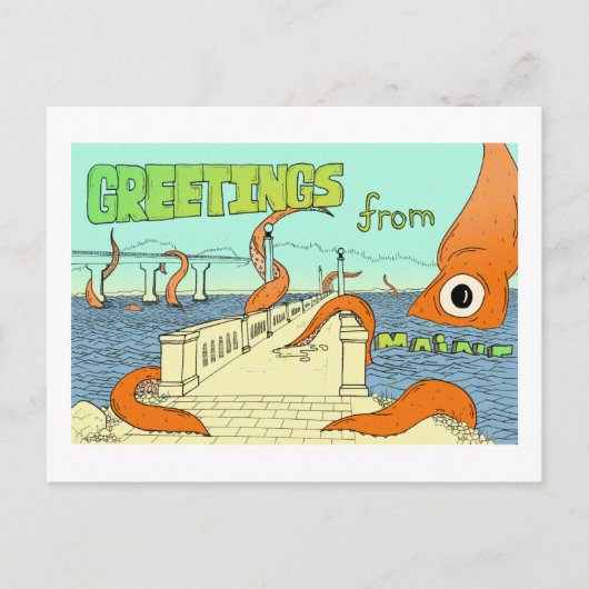 Tintenfisch vs Belfast, ME Postkarte (Vorderseite)
