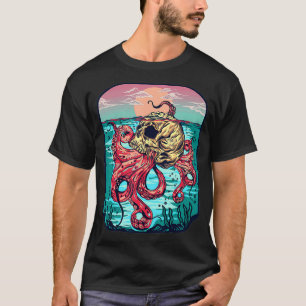 Tintenfisch Zucker-Schädel-Grafik Kraken Tintenfis T-Shirt