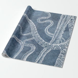 Tintenfisch - Zwielicht Blau Verblasste Denim Aqua Geschenkpapier