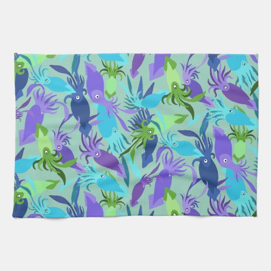 Tintenfische überall! geschirrtuch (Horizontal)