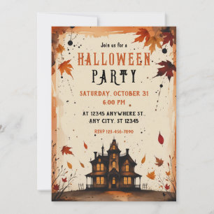 Tintenfische und Blätter Halloween-Party Einladung