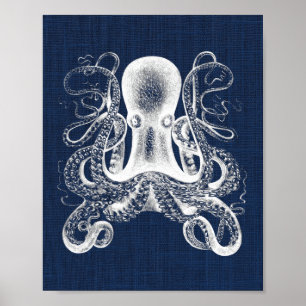 Tintenfischnautikdruck Poster