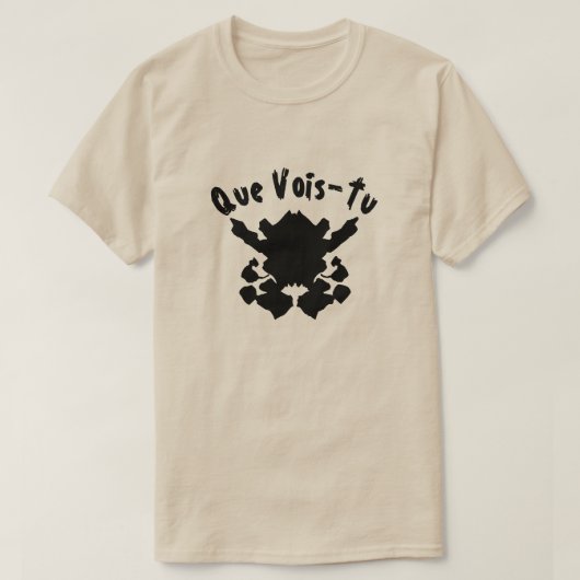 Tintenflecktest mit Text Que Vois-Tu T-Shirt (Design vorne)