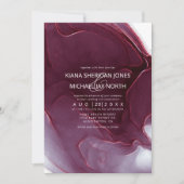 Tintenfluss Hochzeit Burgund ID762 Einladung (Vorderseite)