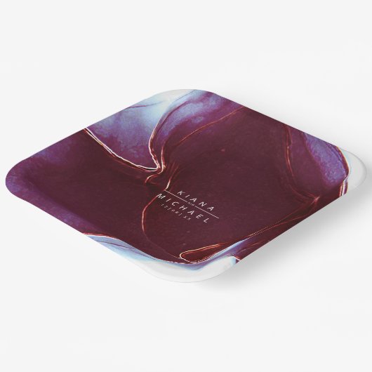 Tintenfluss Hochzeit Burgund ID762 Pappteller (Gewinkelt)