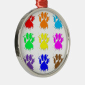 Tintenkleber-Spritzer-Dog-Muster Silbernes Ornament (Rechts)