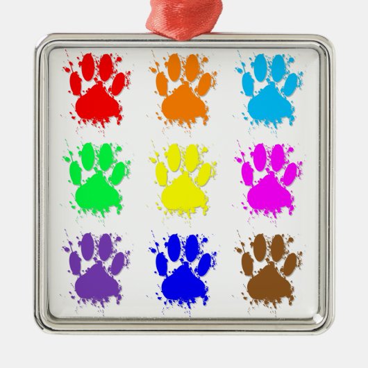 Tintenkleber-Spritzer-Dog-Muster Silbernes Ornament (Vorne)