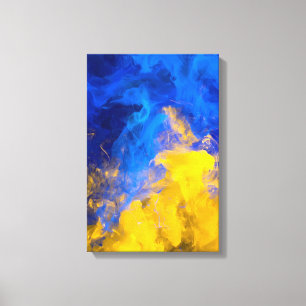 Tintenkollision: Azur und Gold Leinwanddruck