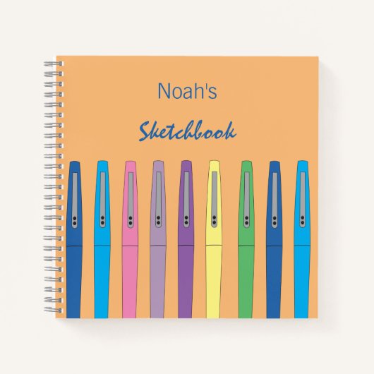 Tintenpatronen Doodle Light Orange Sketchbook Notizblock (Vorderseite)