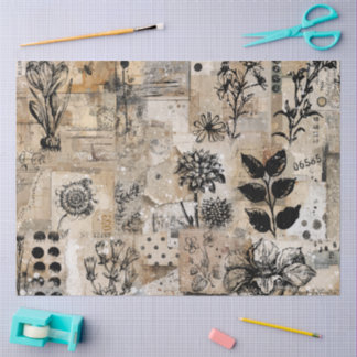 Tintenpflanzliche Collage-Decoupage-Seidenpapier Seidenpapier