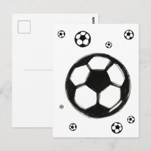Tintenpinsel Fußball – Sportillustration auf Postkarte