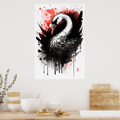 Tintenporträt eines Schwaners Poster (Küche)