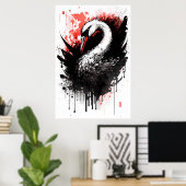 Tintenporträt eines Schwaners Poster (Heimbüro)
