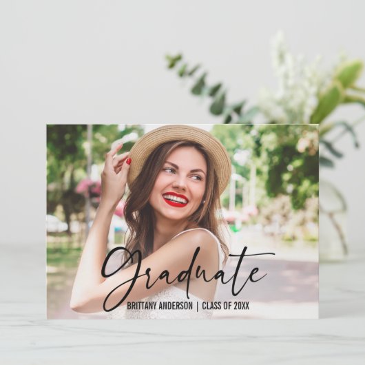 Tintenstift-Kalligrafie Script-Foto-Abschluss Ankündigung (Stehend Vorderseite)