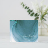 Tintenstrahl Hochzeit Speichern Sie das Datum Aqua Ankündigungspostkarte (Stehend Vorderseite)