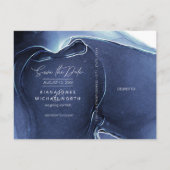 Tintenstrahl Hochzeit Speichern Sie das Datum Blue Ankündigungspostkarte (Rückseite)