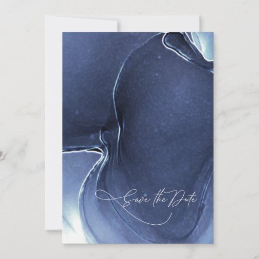 Tintenstrahl Hochzeit Speichern Sie das Datum Blue Save The Date (Vorderseite)
