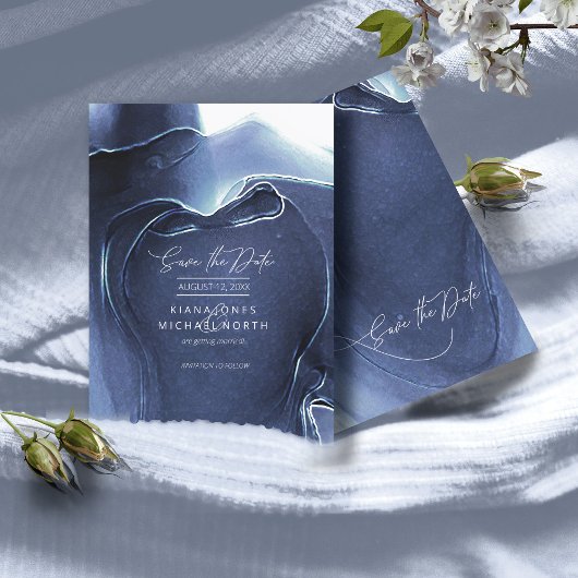 Tintenstrahl Hochzeit Speichern Sie das Datum Blue Save The Date