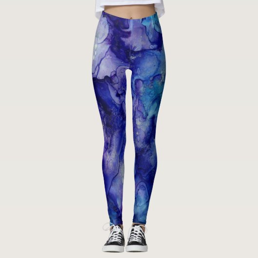 Tintenstrahl Wasserfarbe Abstrakt Leggings (Vorderseite)