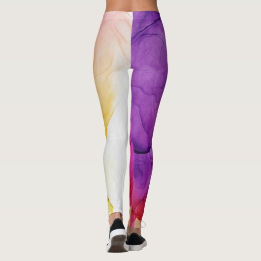 Tintenwolke Abstraktes rotes gelbes Violett wirbel Leggings (Rückseite)