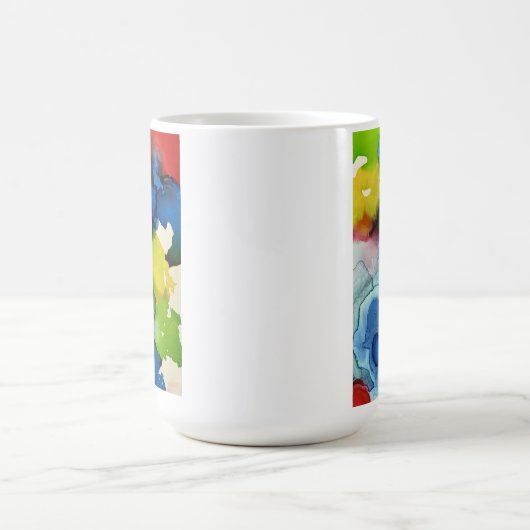 Tintenzeichenkunst in rot, blau, gelb und grün kaffeetasse (Mittel)