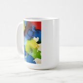 Tintenzeichenkunst in rot, blau, gelb und grün kaffeetasse (Vorderseite Links)