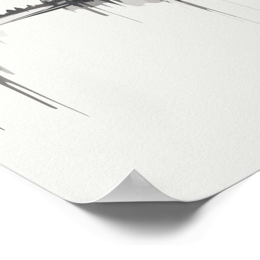 Tintenzeichnung der Badshahi-Moschee in Schwarz & Poster (Ecke)