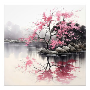 Tintenzeichnung Frühjahr Sakura Fotodruck