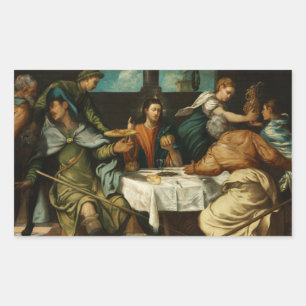 Tintoretto - Das Abendessen in Emmaus Rechteckiger Aufkleber