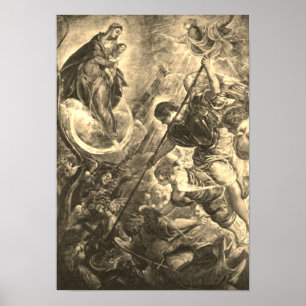 Tintoretto - Kampf des Erzengels Michael mit Satan Poster