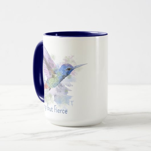Tiny aber fierce Zitat Whimsical Rufous Hummingbir Tasse (Vorderseite Links)