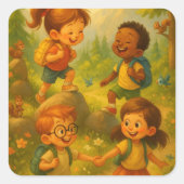 Tiny Adventures - Hip Kids Square Sticker (Vorderseite)