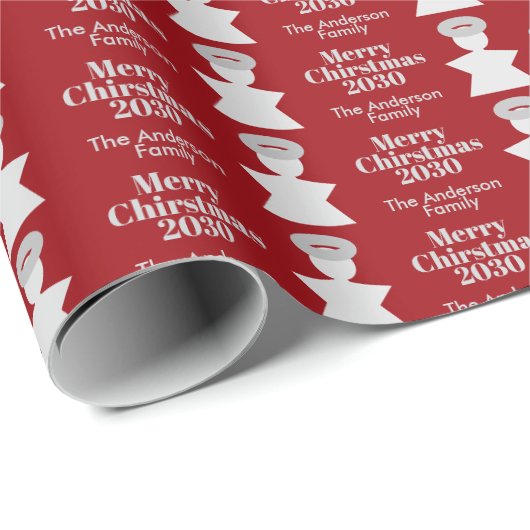 Tiny Angel Pattern Wine Red Sleek Editable Typogra Geschenkpapier (Rolleneckpunkt)