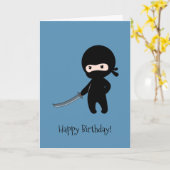 Tiny Angry Ninja auf Blue Birthday Karte (Gelbe Blume)