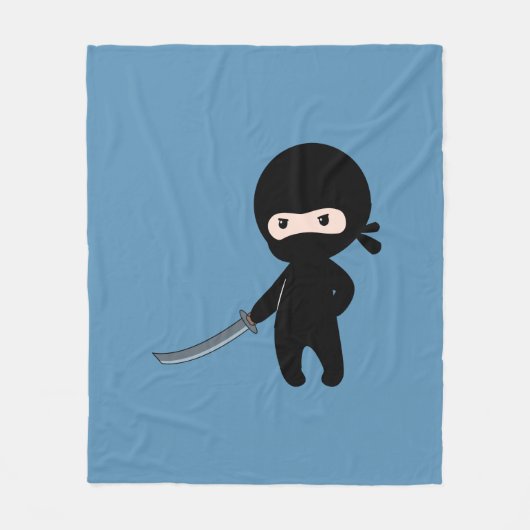 Tiny Angry Ninja auf Blue Fleecedecke (Vorderseite)