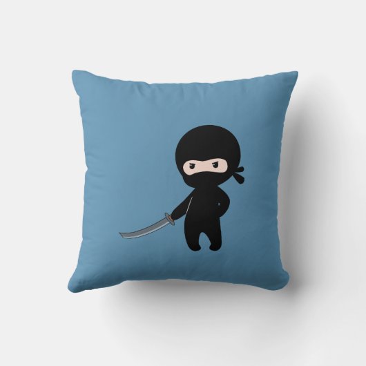 Tiny Angry Ninja auf Blue Kissen (Rückseite)