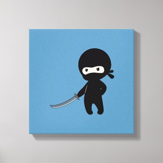 Tiny Angry Ninja auf Blue Leinwanddruck (Vorderseite)