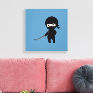 Tiny Angry Ninja auf Blue Leinwanddruck