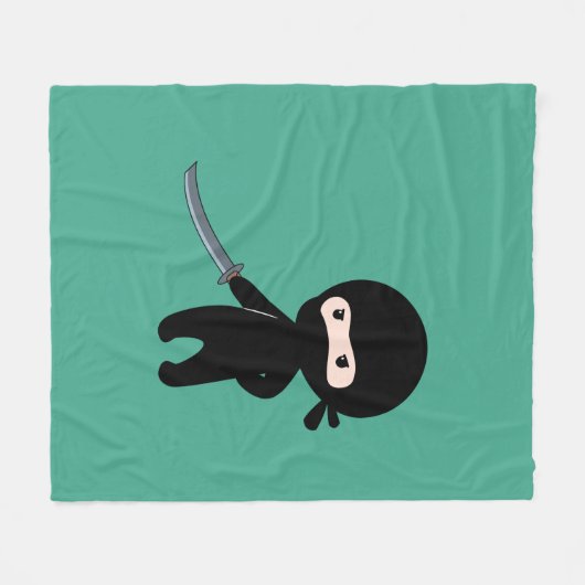Tiny Angry Ninja auf Dark Green Fleecedecke (Vorderseite (Horizontal))