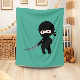 Tiny Angry Ninja auf Dark Green Fleecedecke