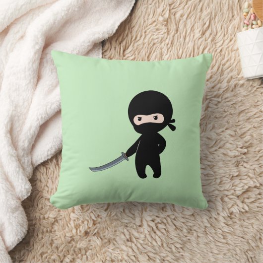 Tiny Angry Ninja auf Green Kissen (Decke)