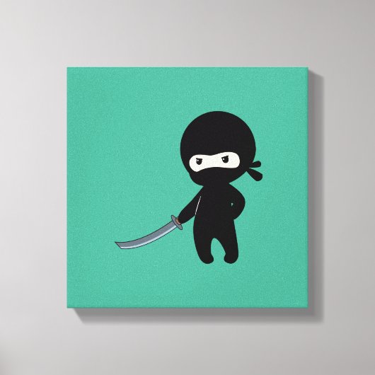 Tiny Angry Ninja auf Green Leinwanddruck (Vorderseite)