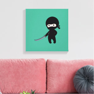 Tiny Angry Ninja auf Green Leinwanddruck