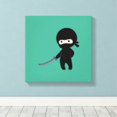 Tiny Angry Ninja auf Green Leinwanddruck (Insitu (Holzboden))
