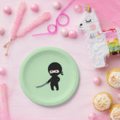 Tiny Angry Ninja auf Green Pappteller (Party)
