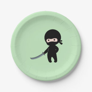 Tiny Angry Ninja auf Green Pappteller